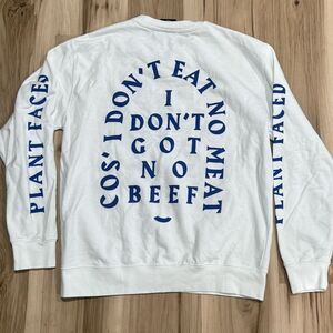 Plant Faced White Vegan Vegetarian Crewneck Sweatshirt Women’s Large